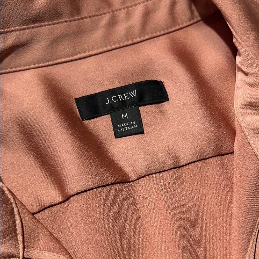 J. Crew Collared Satin Pop over Long-Sleeve elegant minimalist work top edgy - Picture 8 of 10